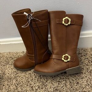 Sey Esteem girls Brown Knee-High Boots with Buckle Detail